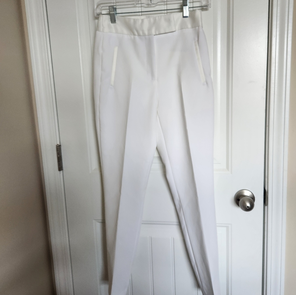 Zara Basics White Tuxedo-styled Pants